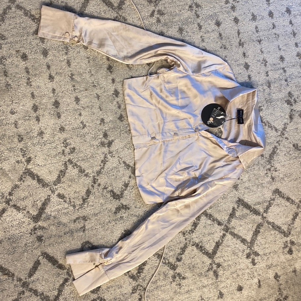 WHITE FOX SILK CROPPED SHIRT